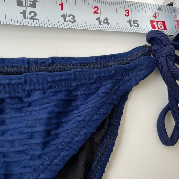 NWT (XL) Shoshanna navy string tie swim bottom dark blue ribbed new with tag - Picture 2 of 7